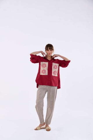 Crimson Flora Shirt