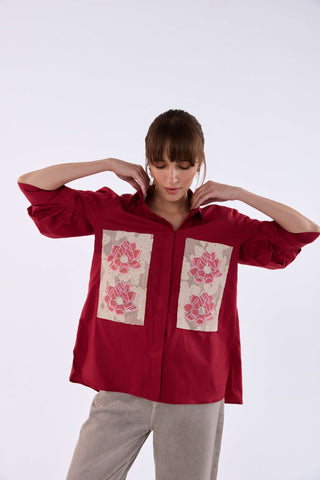 Crimson Flora Shirt