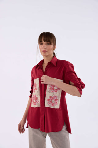 Crimson Flora Shirt