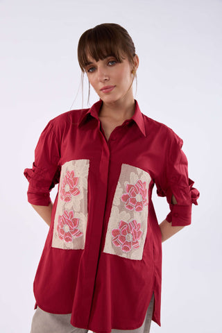 Crimson Flora Shirt