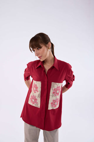 Crimson Flora Shirt