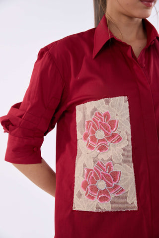 Crimson Flora Shirt